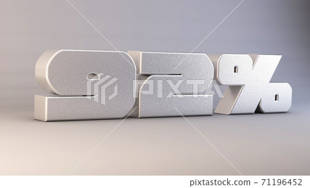 92 percent 3d metal text isolated on white, 3d render illustration 92 percent 3d metal text isolated on white, 3d render illustration 71196452