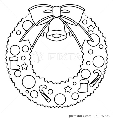Christmas wreath cute line art 71197859