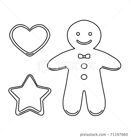 Christmas cookie cute line art 71197860