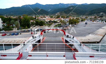 Moored ferryboat in the port of Thassos, Greece Moored ferryboat in the port of Thassos, Greece 71198139