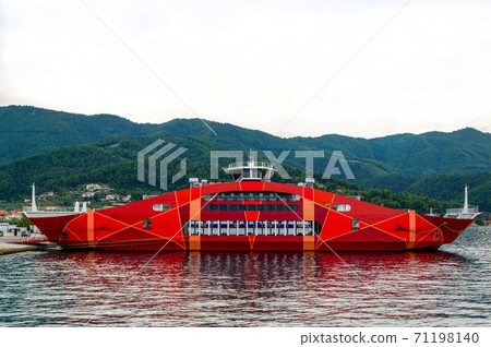 Moored ferryboat in the port of Thassos, Greece Moored ferryboat in the port of Thassos, Greece 71198140