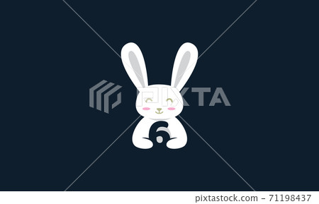 animal pets rabbit bunny cute with number 6 vector 71198437