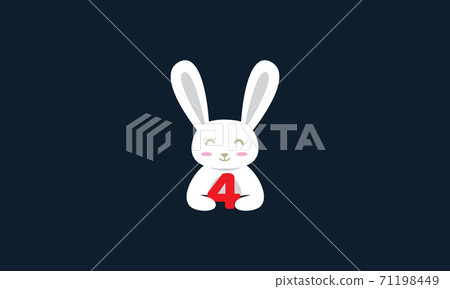 animal pets rabbit bunny cute with number 4 vector 71198449