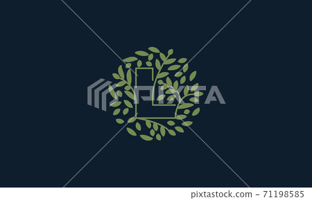 Letter L with leaf green garden nature ornament... - Stock Illustration ...