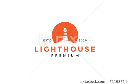 lighthouse modern with sunset logo vector icon... - Stock Illustration ...