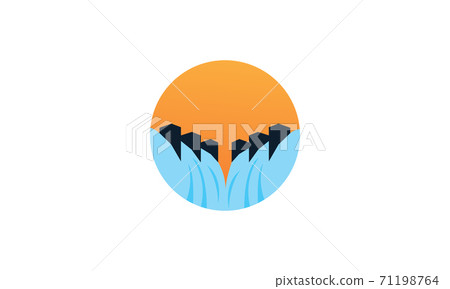 Waterfall River Mountain Forest Cloud Logo... - Stock Illustration  [109161504] - PIXTA