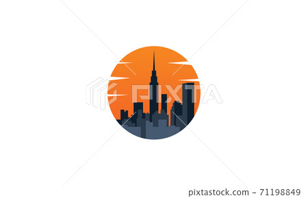 city building with sunset panoramic logo vector icon illustration city building with sunset panoramic logo vector icon illustration 71198849