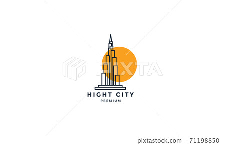 high tower building line minimalist logo vector icon illustration 71198850