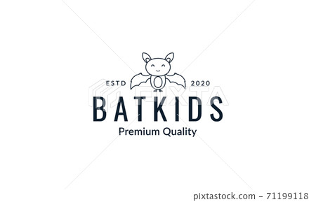 bat kids  cute cartoon line art outline happy  logo vector  illustration design 71199118