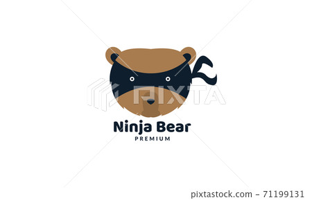bear head cute as ninja logo vector  illustration design 71199131