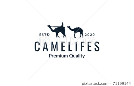 Camel with man walking silhouette logo vector  illustration design 71199144