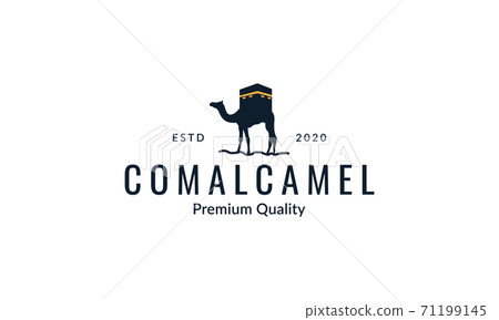 Camel with Kaaba silhouette logo vector illustration design Camel with Kaaba silhouette logo vector illustration design 71199145