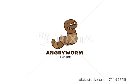 worm angry face cute cartoon logo vector icon illustration design 71199256