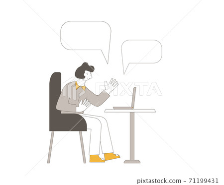 Online stress therapy scene. Color vector flat. Online stress therapy scene. Color vector flat. 71199431