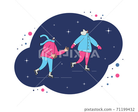 Ice skaters. Vector person on the rink. Ice skaters. Vector person on the rink. 71199432