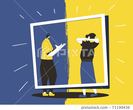 Conflict. Adult man vs woman vector concept. 71199436