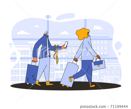 Bleisure concept. Work life balance. Vector person Bleisure concept. Work life balance. Vector person 71199444