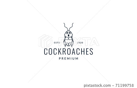 animal insect cockroach simple lines cute cartoon logo vector icon illustration design 71199758