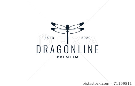 animal insect dragonflies minimalist line silhouette logo vector icon illustration design 71199811