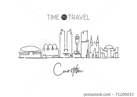 One single line drawing Curitiba city skyline, Brazil. World historical town landscape postcard. Best holiday place destination. Editable stroke trendy continuous line draw design vector illustration One single line drawing Curitiba city skyline, Brazil. World historical town landscape postcard. Best holiday place destination. Editable stroke trendy continuous line draw design vector illustration 71200033