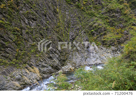 Kiyotsu Gorge tunnel and autumn leaves 71200476