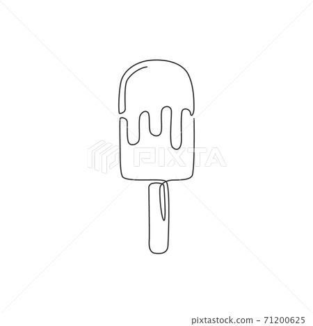 One single line drawing of fresh sweet popsicles store logo graphic vector illustration. Ice cream stick cafe menu and restaurant badge concept. Modern continuous line draw design street food logotype One single line drawing of fresh sweet popsicles store logo graphic vector illustration. Ice cream stick cafe menu and restaurant badge concept. Modern continuous line draw design street food logotype 71200625