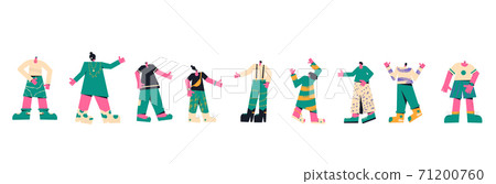 Set of people. Adult different characters isolated on white background. Female and male young persons wearing in casual clothes collection. Vector illustration. 71200760