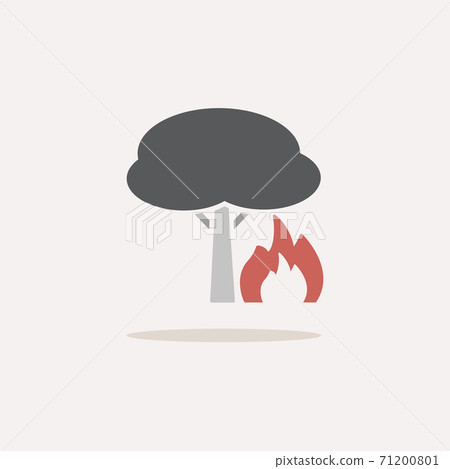 Fire and tree. Color icon with shadow. Weather vector illustration Fire and tree. Color icon with shadow. Weather vector illustration 71200801