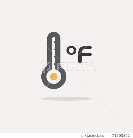 Farenheit thermometer. Color icon with shadow. Weather vector illustration Farenheit thermometer. Color icon with shadow. Weather vector illustration 71200802