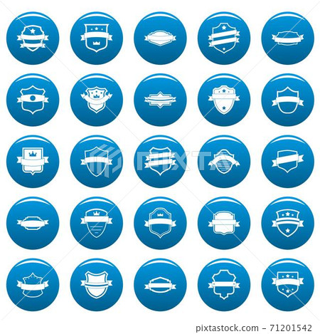 Shield badge vector icons set blue, simple style 71201542