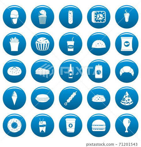 Fast food vector icons set blue, simple style 71201543