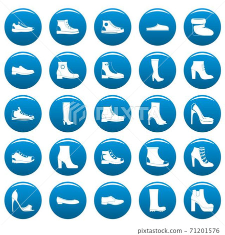 Footwear shoes vector icons set blue, simple style Footwear shoes vector icons set blue, simple style 71201576
