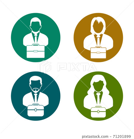 Businessman and women icon set.Button style vector EPS. 71201899