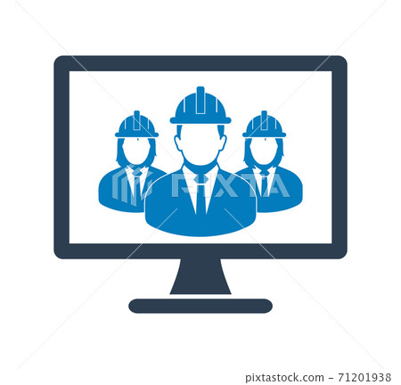 Online Engineering Team Icon. Flat style vector. - Stock Illustration ...
