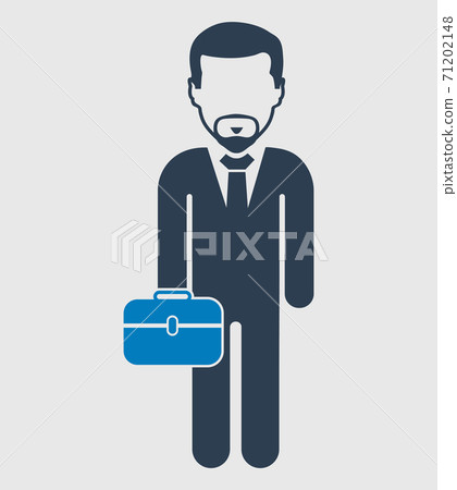 Businessman Icon with briefcase on hand. Flat style vector EPS. 71202148