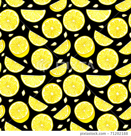 Watercolor lemon seamless patten. Hand drawn lemon tree fruits, leaves. Watercolor lemon seamless patten. Hand drawn lemon tree fruits, leaves. 71202188
