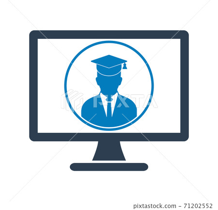 E Learning Icon Graduate Student Symbol On Stock Illustration 71202552 Pixta