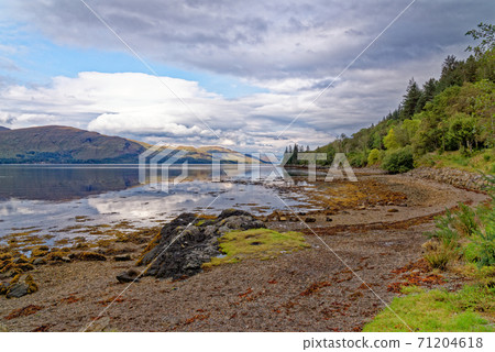 Relaxing picnic area at Loch Linnhe - west coast Scotland 71204618