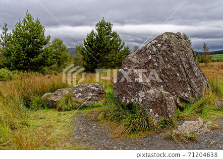 Bruce's Stone at Clatteringshaws Loch - Galloway Forest Park - Scotland Bruce's Stone at Clatteringshaws Loch - Galloway Forest Park - Scotland 71204638