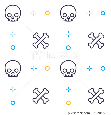 pattern with skull and bones, linear design 71204860