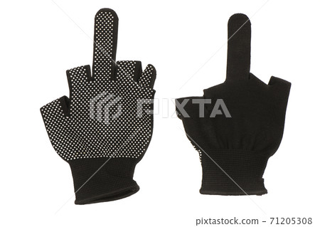 Black work gloves shows the middle finger 71205308