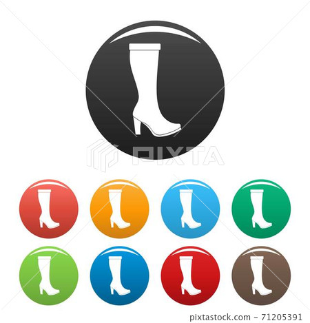 Woman boots icons set collection circle 71205391