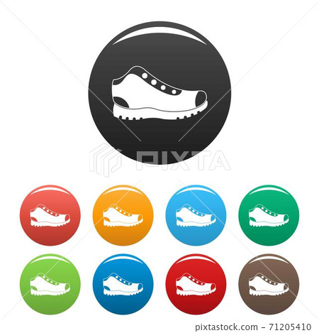 Hiking boots icons set collection circle 71205410