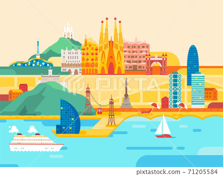 Barcelona city. Travel and tourism background. 71205584