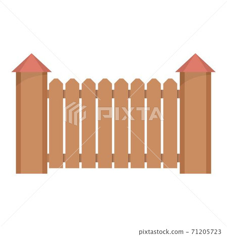 Fence with turret icon, flat style. Fence with turret icon, flat style. 71205723