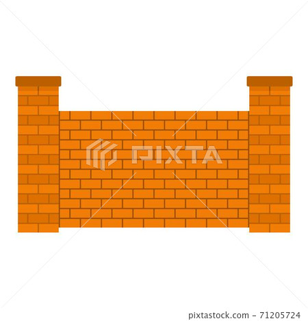 Fence of brick icon, flat style. Fence of brick icon, flat style. 71205724