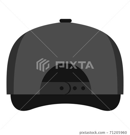 Gray baseball cap back icon, flat style. Gray baseball cap back icon, flat style. 71205960
