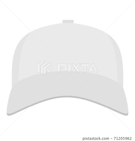 White baseball cap in front icon, flat style. White baseball cap in front icon, flat style. 71205962