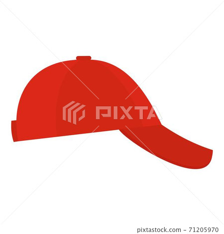 Baseball cap on side icon, flat style. Baseball cap on side icon, flat style. 71205970