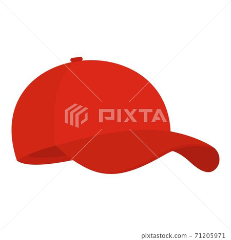 Red baseball cap icon, flat style. Red baseball cap icon, flat style. 71205971